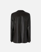 Pinko Reimagine By Pinko X Patrick Mc Dowell Single Breasted Leather Blazer With Pockets Deep Brown