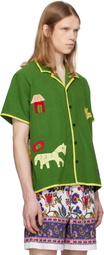 HARAGO Green Appliqué Playful Shirt