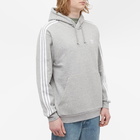 Adidas Men's 3 Stripe Hoody in Medium Grey Heather