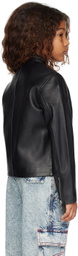 Diesel Kids Black Embossed Leather Jacket