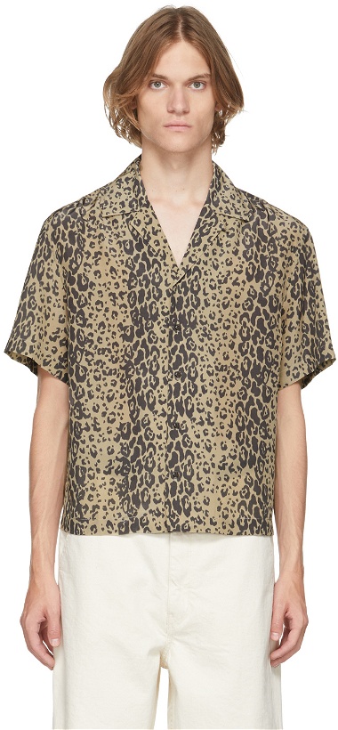 Photo: Deveaux New York Brown & Black Leopard Print Short Sleeve Shirt