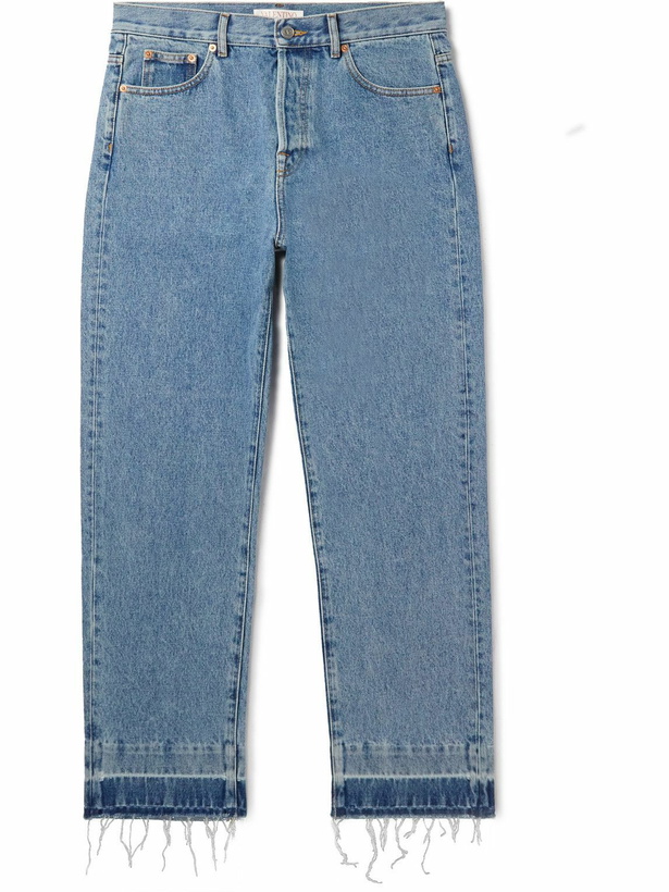 Photo: Valentino - Frayed Straight-Leg Jeans - Blue