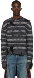 Balenciaga Grey Wool Fairisle Patch Sweater