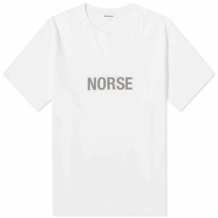 Photo: Norse Projects Men's Jakob Organic Interlock Grid Print T-Shirt in White