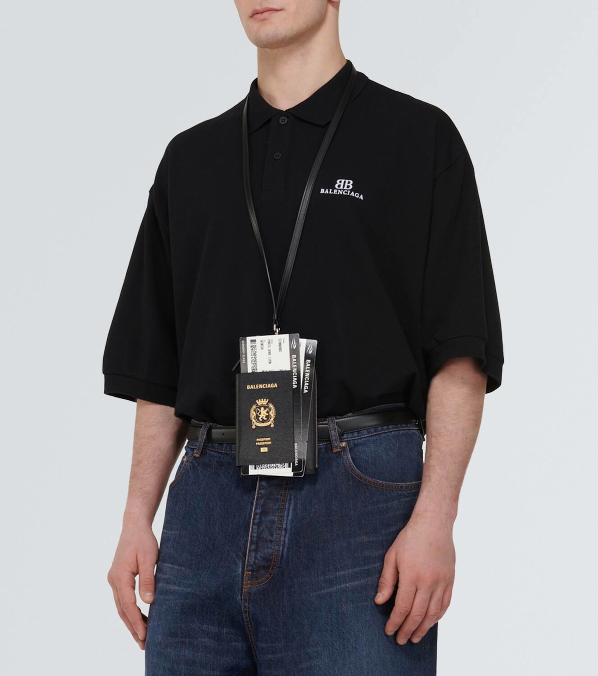 Balenciaga Leather-trimmed phone and passport holder Balenciaga