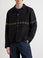 Kartik Research - Embroidered Linen Shirt - Black