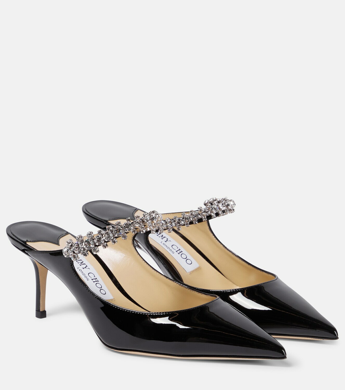 Jimmy Choo Bing 65 embellished patent leather mules Jimmy Choo