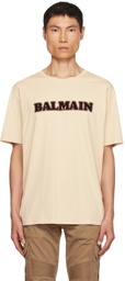 Balmain Beige Retro Flocked T-Shirt