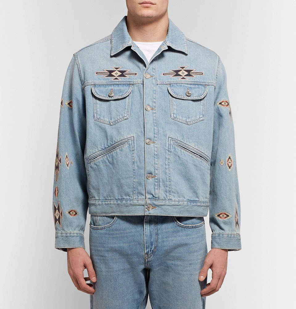 Men's Jango Embroidered Denim Jacket In Blue