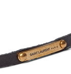 SAINT LAURENT - Leather and Burnished Gold-Tone Bracelet - Black