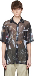 Serapis Blue & Black Sougiades Grid Mesh Shirt
