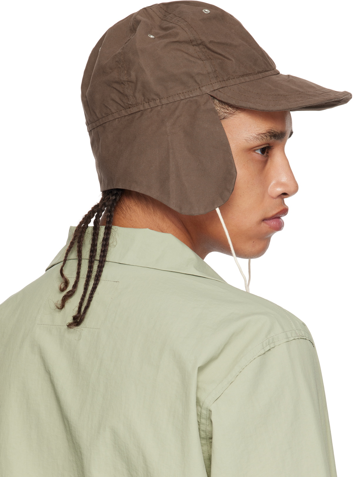 Camiel Fortgens Brown Waxed Cotton Flap Cap Camiel Fortgens