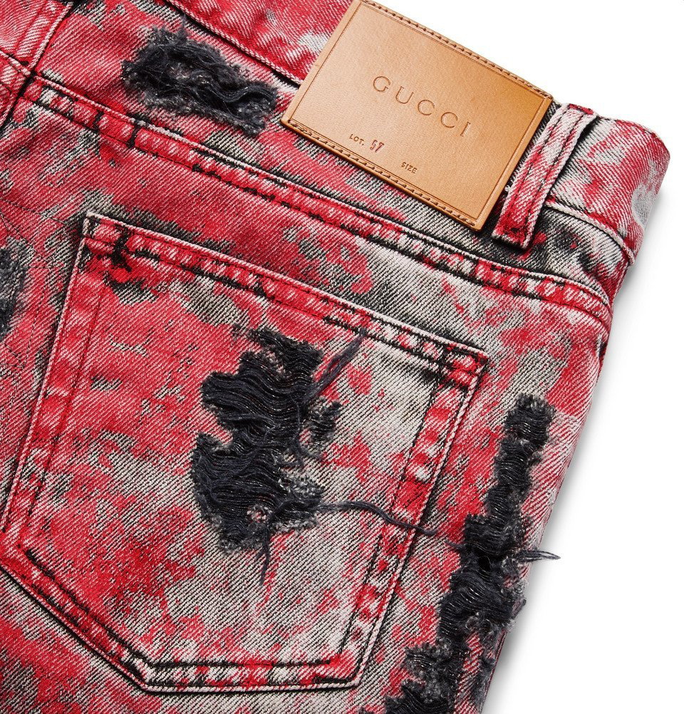 Gucci - Skinny-Fit Painted Distressed Jeans - Men - Red Gucci