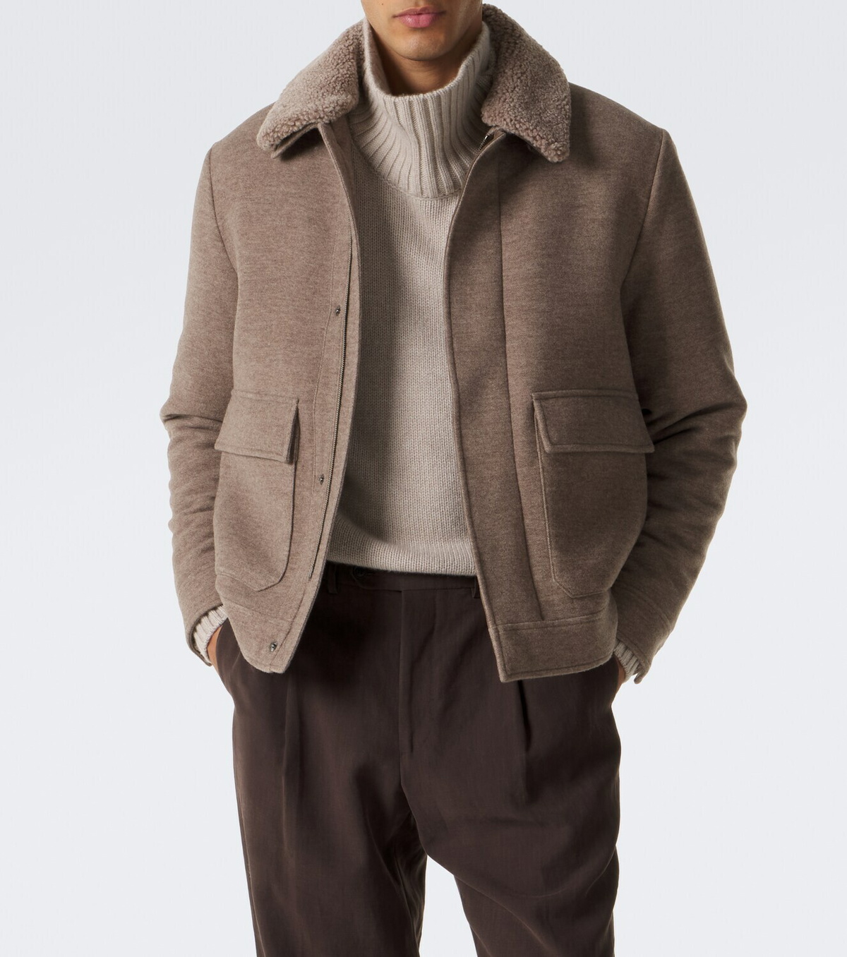 Canali Shearling-trimmed wool and cashmere jacket