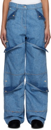 Kenzo Blue Kenzo Paris Multipocket Cargo Jeans