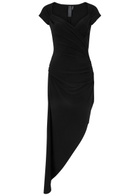 Norma Kamali Ruched Stretch-jersey Midi Dress Black