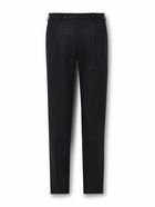 Incotex - Tapered Pleated Super 100s Virgin Wool-Flannel Trousers - Blue