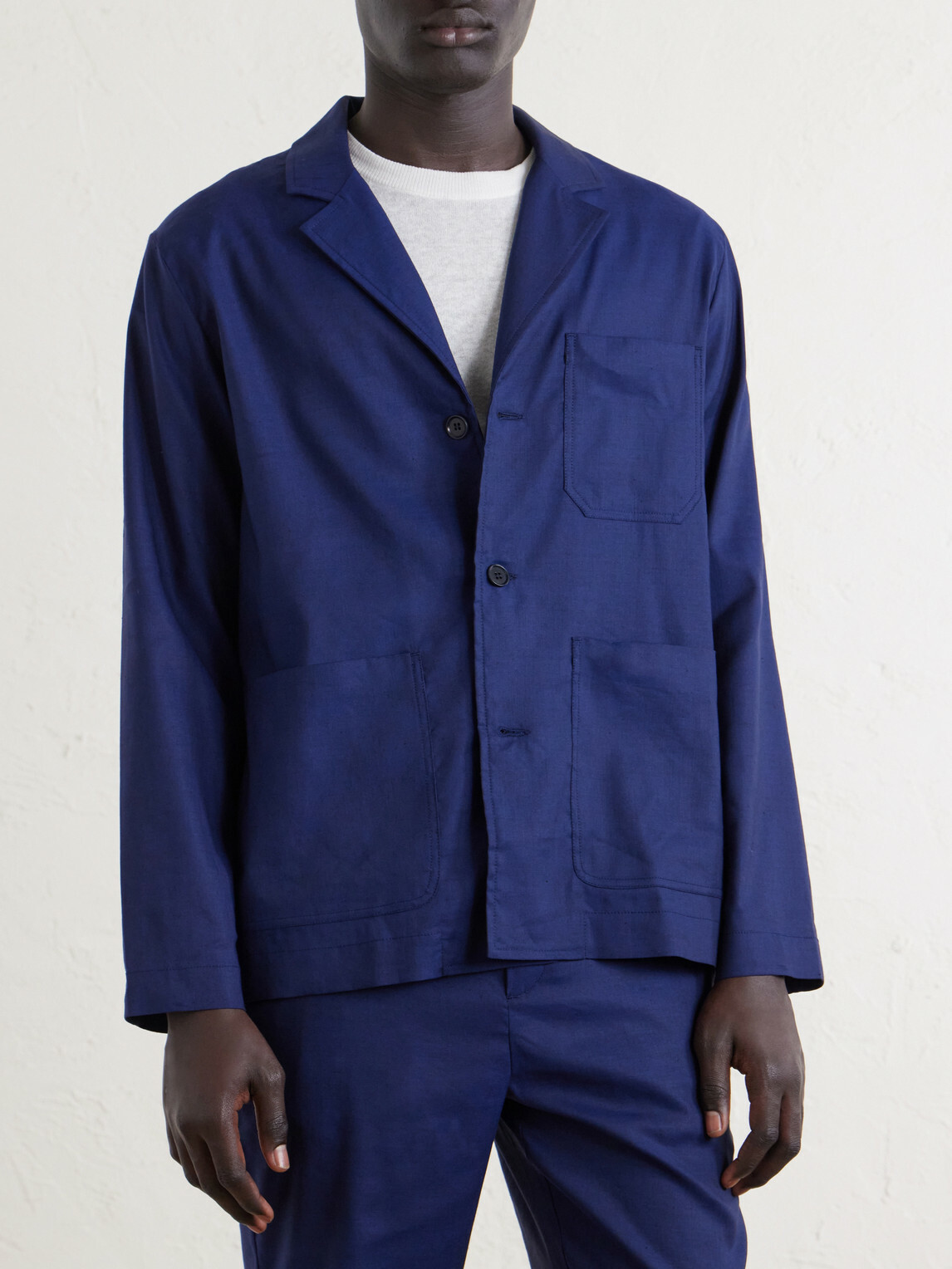 Frescobol Carioca - Lima Linen and Wool-Blend Suit Jacket - Blue