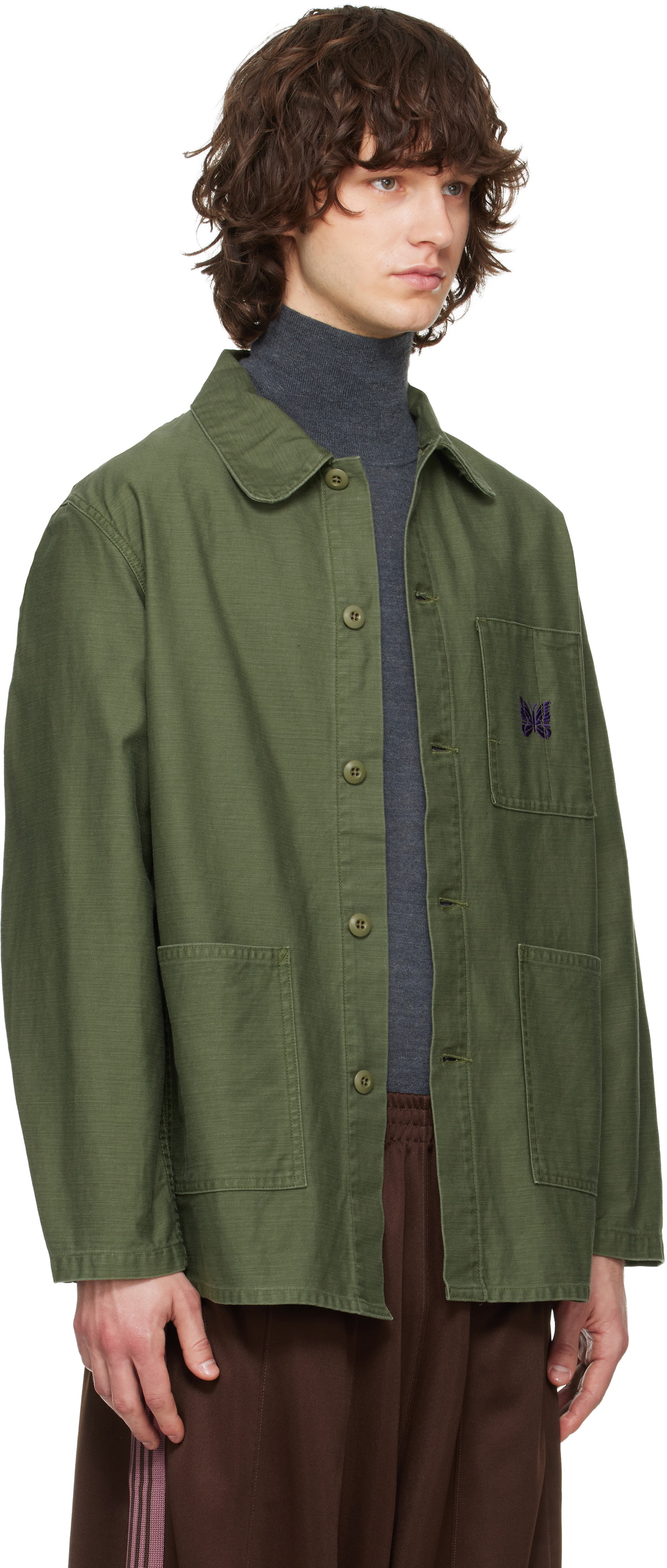 高*希様 Needles テーラードジャケットとiroquos シャツ　セット売 NEEDLES Khaki Coverall Reversed Sateen Shirt Needles