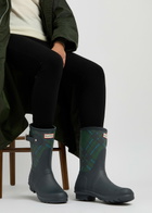 Hunter Original Short Checked Rubber Wellington Boots Navy