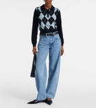 Frame Argyle wool-blend polo sweater