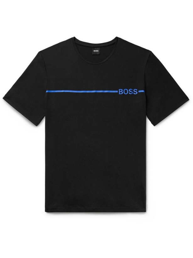 Photo: HUGO BOSS - Logo-Print Stretch-Lyocell Pyjama T-Shirt - Black