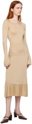 JUNEYEN Beige Open Back Midi Dress