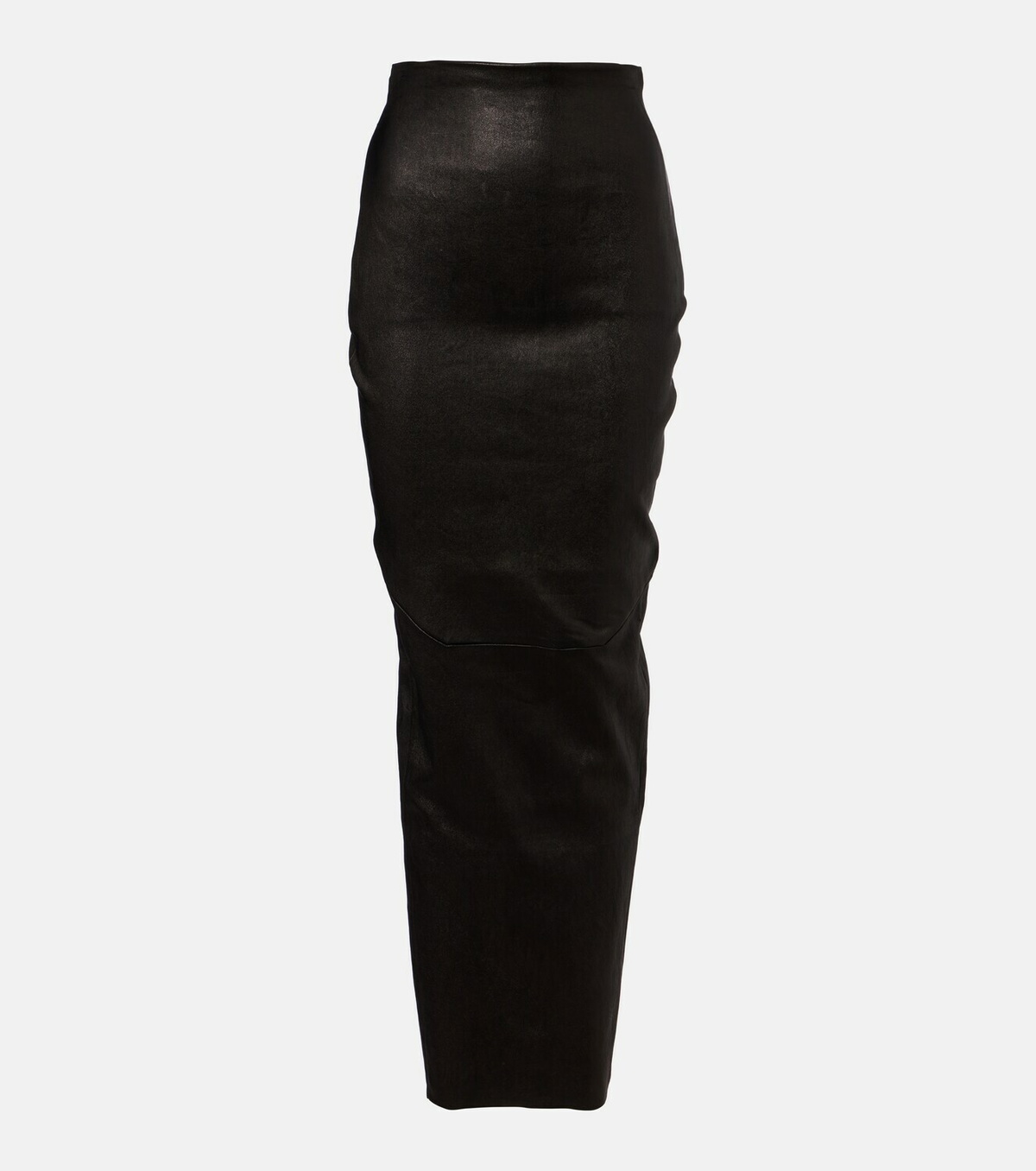 Rick Owens Dirt Pillar leather and cotton midi skirt