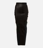 Rick Owens Dirt Pillar leather and cotton midi skirt