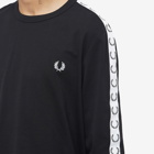 Fred Perry Authentic Men's Long Sleeve Taped Logo T-Shirt in Black