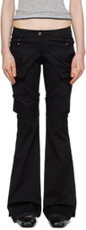 OPEN YY Black Gathered Bootcut Trousers
