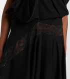 Junya Watanabe Asymmetric lace-trimmed midi dress