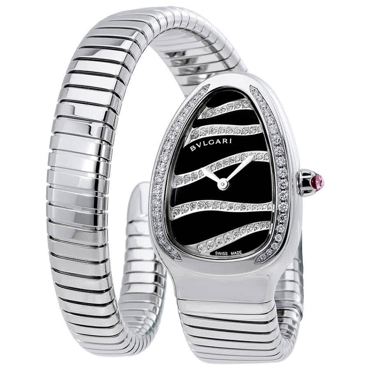 Photo: Bvlgari Serpenti Tubogas Black Dial Steel Diamond Ladies Watch 102440