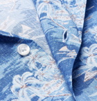 Altea - Slim-Fit Camp-Collar Printed Cotton Shirt - Men - Blue