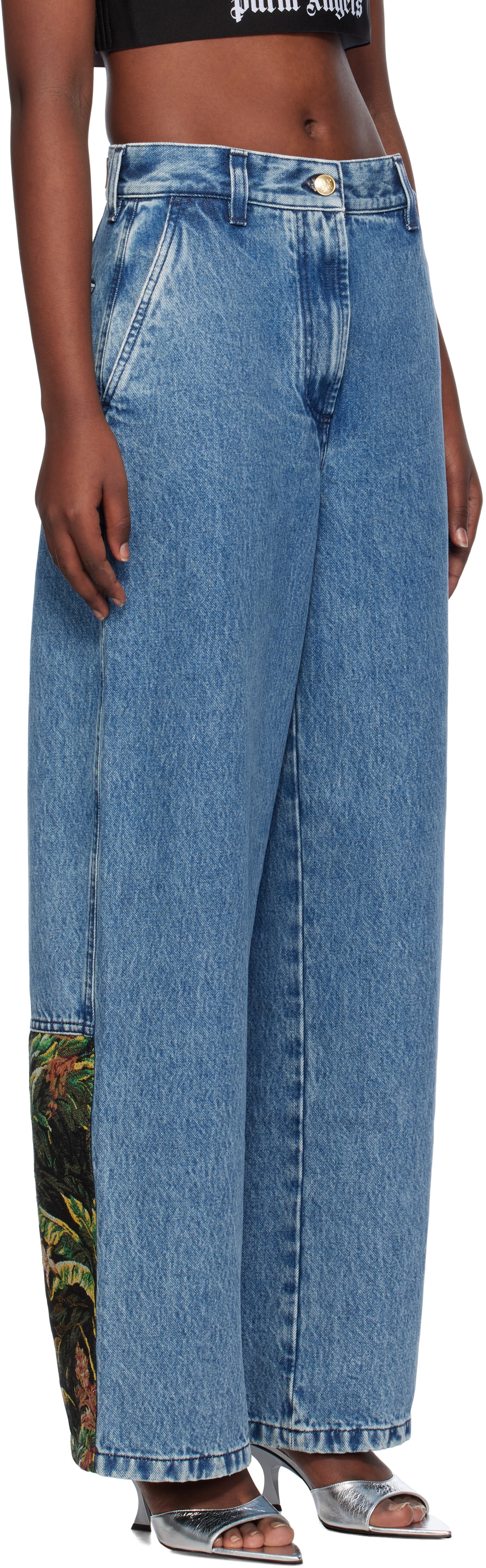 Palm Angels Blue Baggy Jungle Insert Jeans