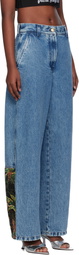 Palm Angels Blue Baggy Jungle Insert Jeans