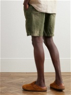 Altea - Fatigue Straight-Leg Linen Bermuda Shorts - Green