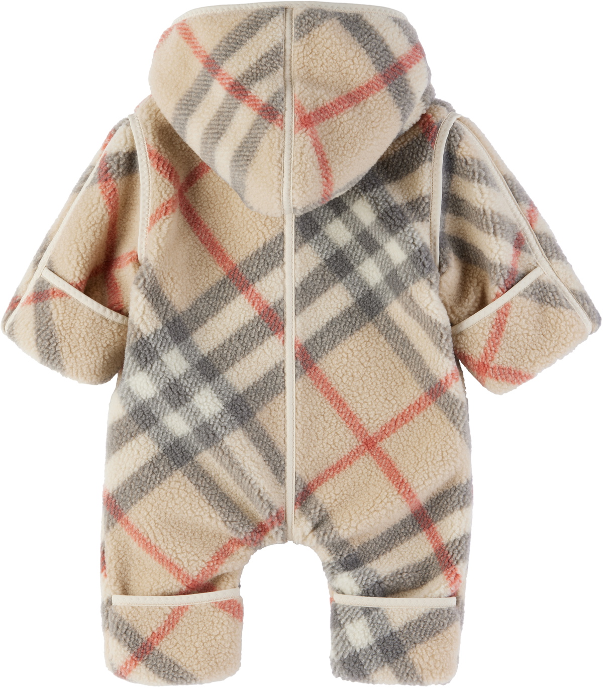 Burberry Baby Beige Check Fleece Jumpsuit Burberry