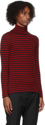 Saint Laurent Red & Black Striped Turtleneck