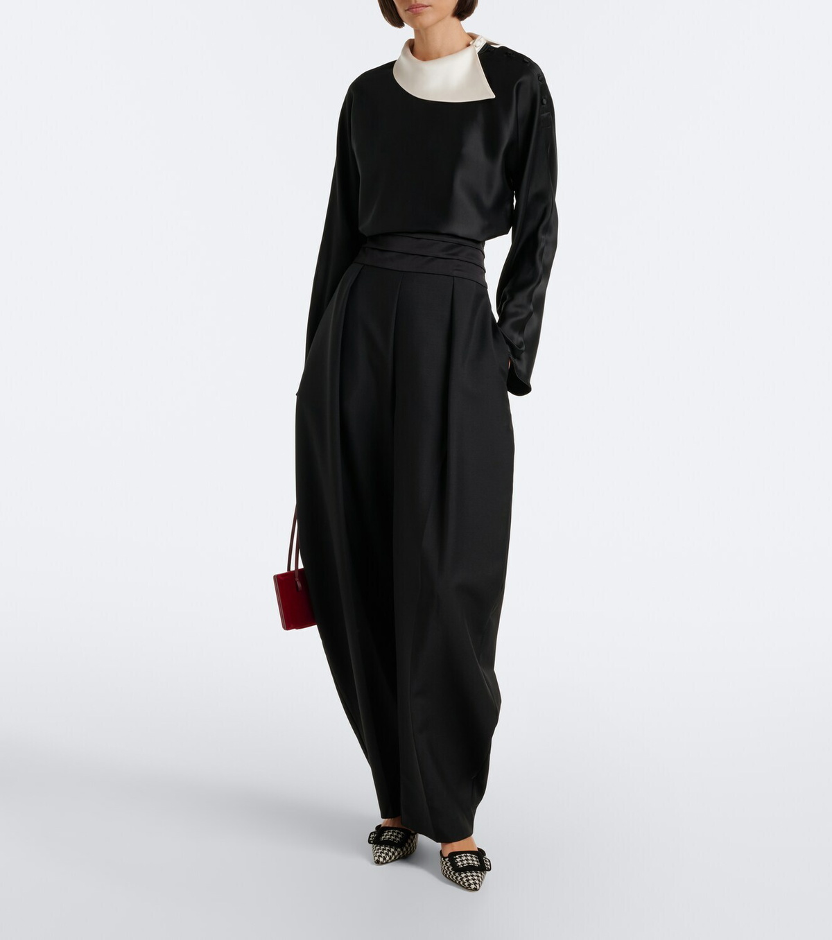 Manolo Blahnik Maysalebi houndstooth suede-trimmed mules