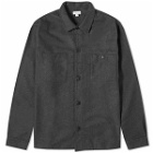 Sunspel Men's Wool Twill Overshirt in Charcoal Melange