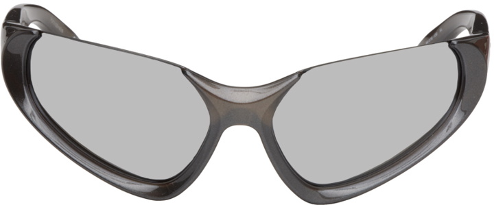 Photo: Balenciaga Gray Exaggerated Sport Goggle Sunglasses
