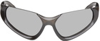 Balenciaga Gray Exaggerated Sport Goggle Sunglasses