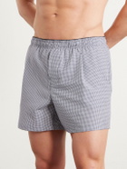 Our Legacy - Boxer Trunk Straight-Leg Mid-Length Checked Seersucker Swim Shorts - Gray