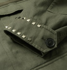 VALENTINO - Studded Cotton-Canvas Field Jacket - Green