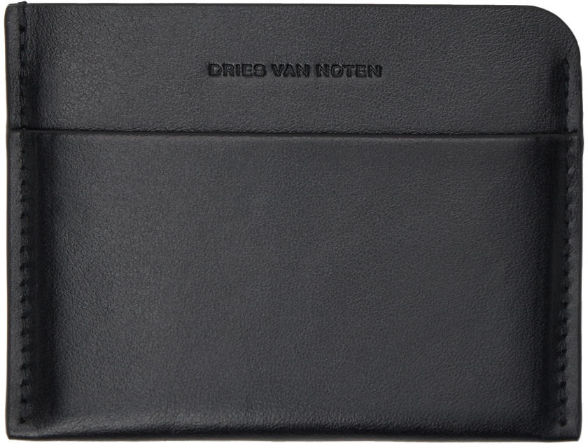 Dries Van Noten Black Leather Card Holder Dries Van Noten