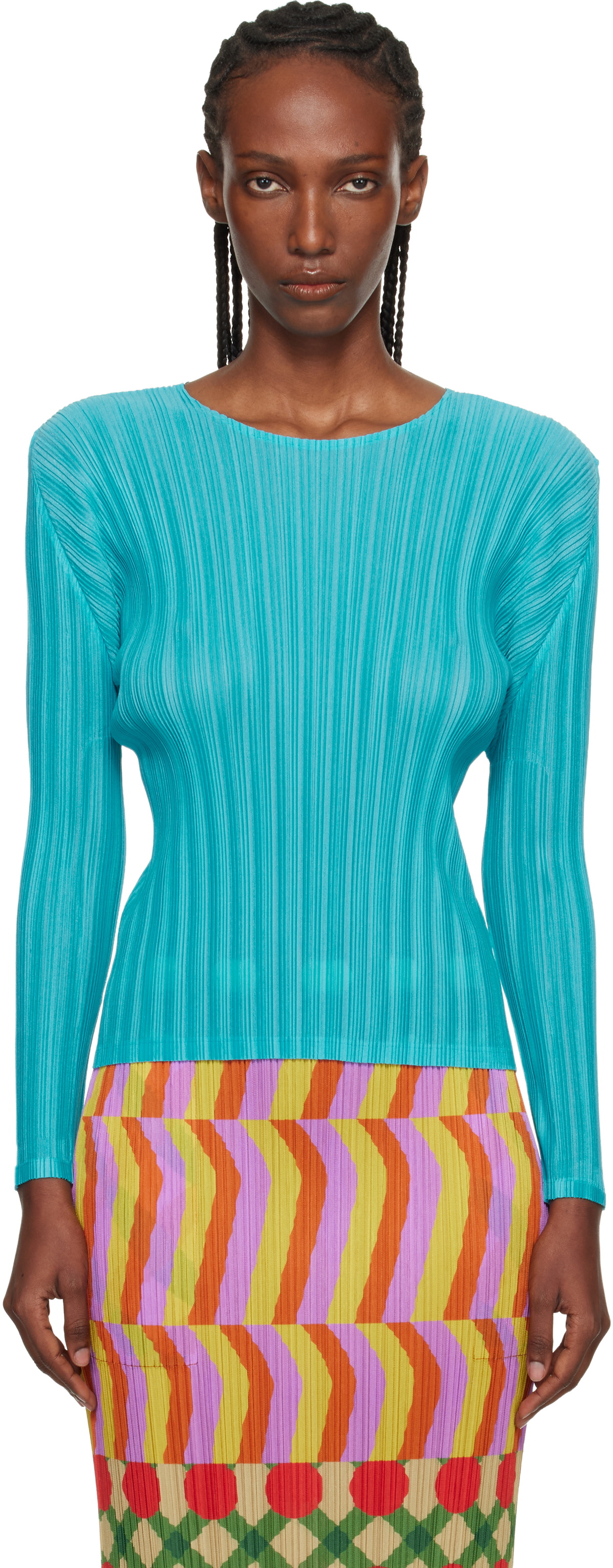 Pleats Please Issey Miyake Women's Mist Basics Top in Black Pleats