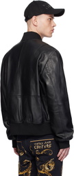 Versace Jeans Couture Black V Emblem Leather Jacket