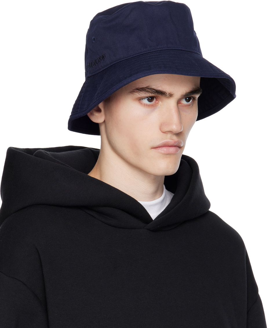 Acne Studios Navy Embroidered Bucket Hat Acne Studios