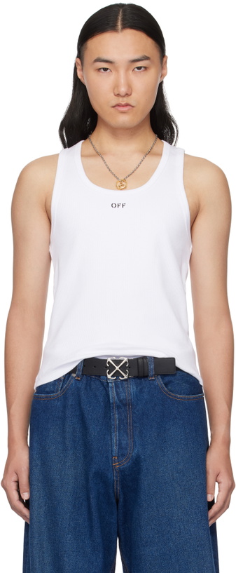 Photo: Off-White White 'Off' Stamp Rib Tank Top